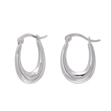 925 Sterling Silver Chunky Drop Oval Hoop Earrings for Women, White Gold Electro Plated