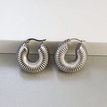 Chunky Ridged Hoops sterling silver 925