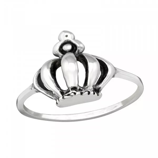 Vintage Silver Crown Ring  Oxidised, Sterling Silver 925