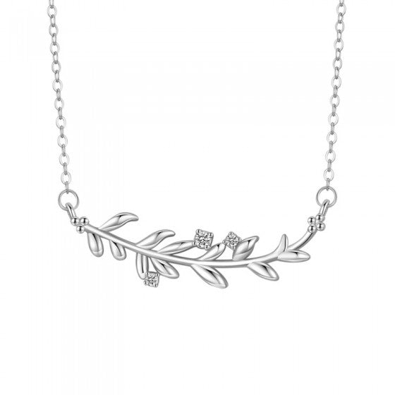 Menst Women's S925 Necklace ,Silver Branches With Cubic Zirconia Pendant