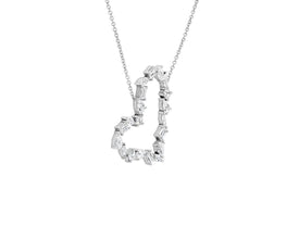 Fancy Shape Heart Necklace in Sterling Silver 925 with Zirconia
