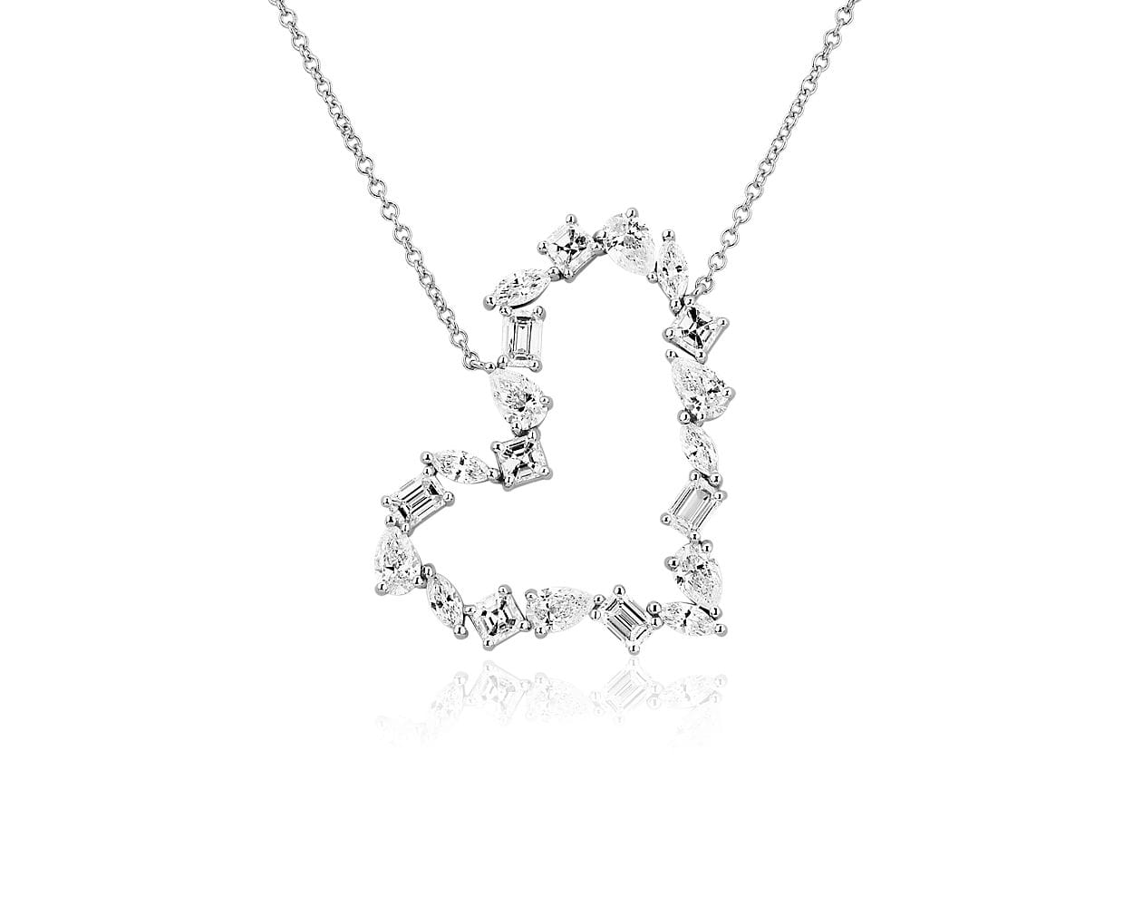 Fancy Shape Heart Necklace in Sterling Silver 925 with Zirconia