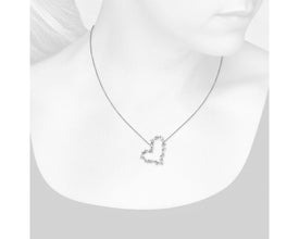 Fancy Shape Heart Necklace in Sterling Silver 925 with Zirconia