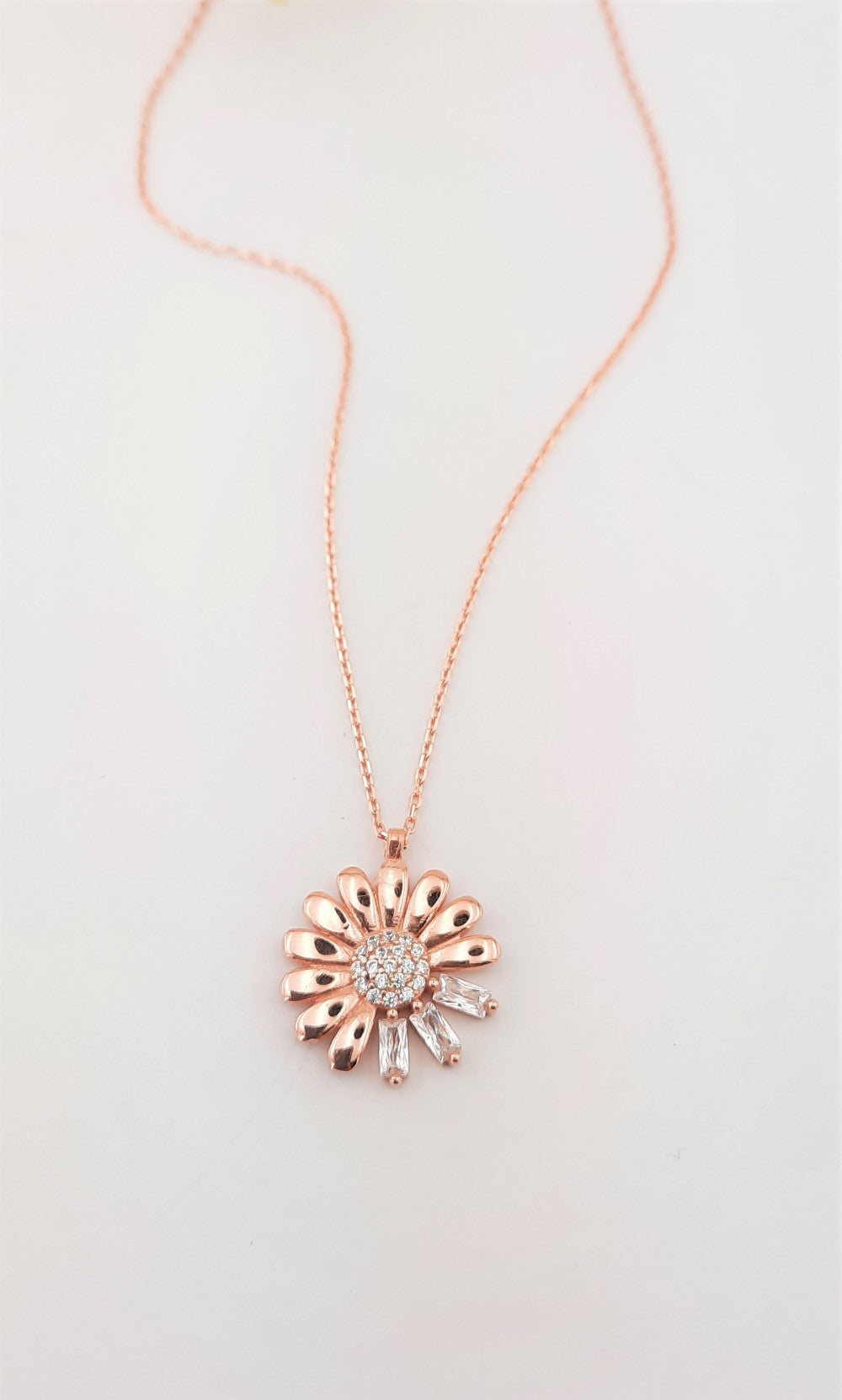 Gloria Flower Necklace ,Rose Gold plated ,Sterling Silver 925