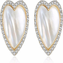 Small White Sea Shell Inlay Heart Shape 925 Sterling Silver Stud Earrings for Women Fine Jewellery
